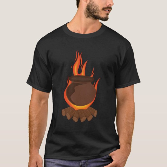 Cooking In Clay Pot On Wooden Fire T-Shirt (Front)