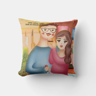 Cooking Indian Snacks for hubby valentine's Day Cushion