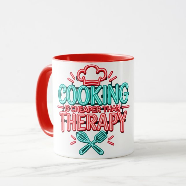 Cooking Is Cheaper Than Therapy Mug (Front Left)