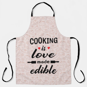 Cooking is love funny slogan apron