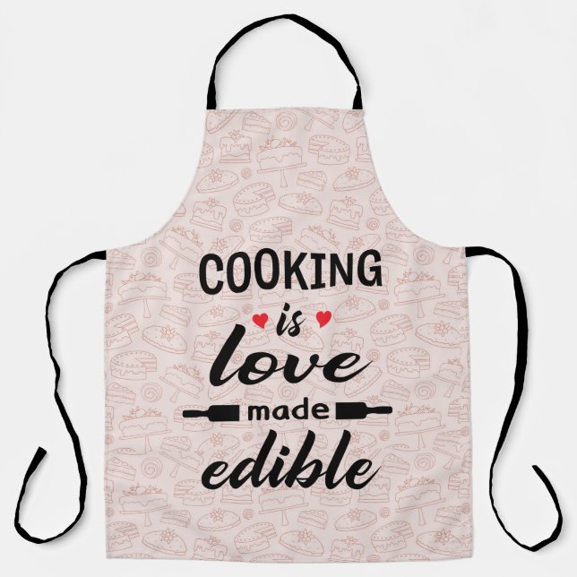 Cooking is love funny slogan apron (Front)