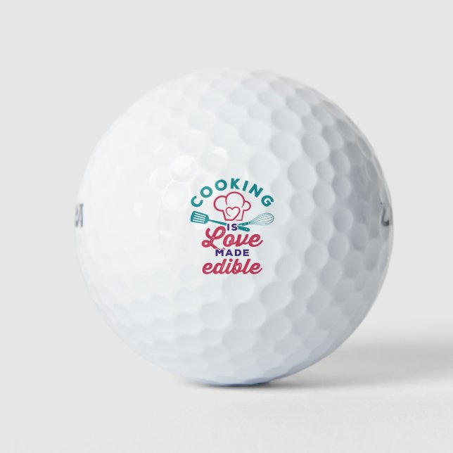 Cooking Is Love Made Edible Cook Chef Golf Balls (Front)
