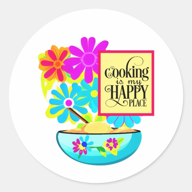 Cooking is my Happy Place Floral Sticker (Front)