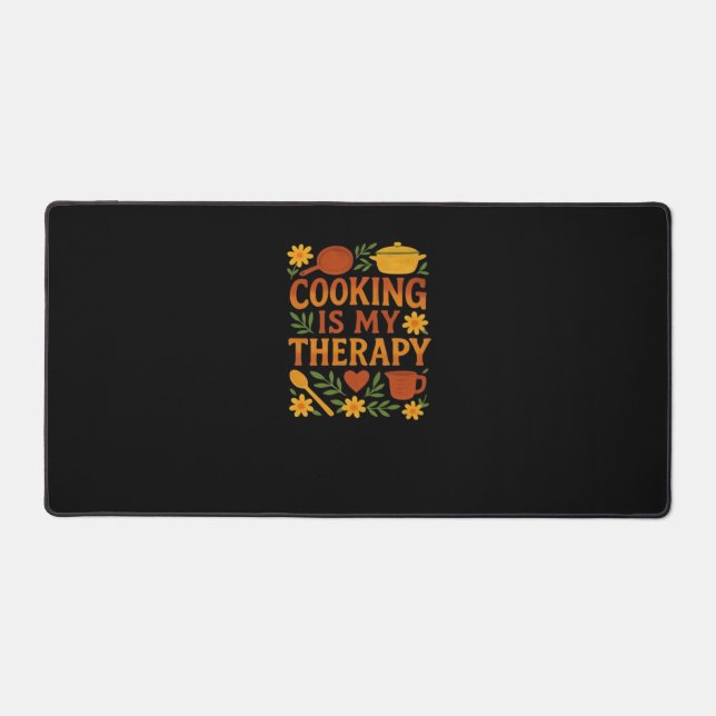 Cooking is my therapy Oversized T-Shirt Desk Mat (Front)