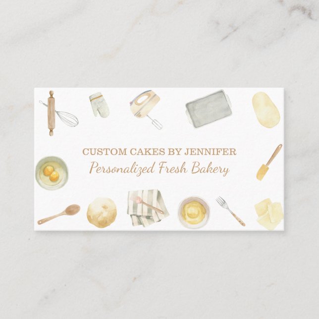 Cooking Kitchen Utensils Chef Bakery Business Card (Front)
