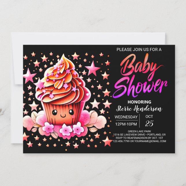 Cooking Little Muffin Girl Baby Shower  Invitation (Front)