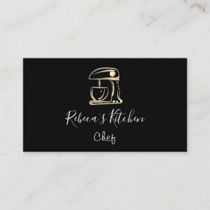 Cooking Logo Robot Mixer Chef Black Gold  Business Card