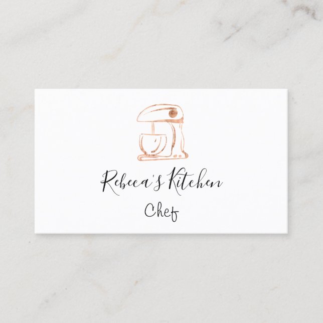 Cooking Logo Robot Mixer Chef Sweets Bakery Rose Business Card (Front)