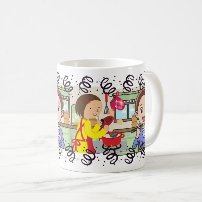 Cooking Mother Son Happy Meal Food Coffee Mug (Front Right)
