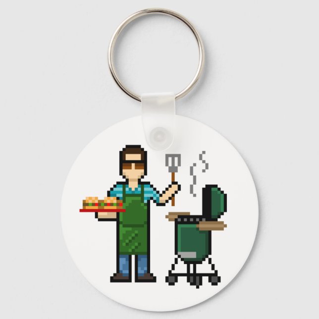 Cooking on the BGE grill Key Ring (Front)