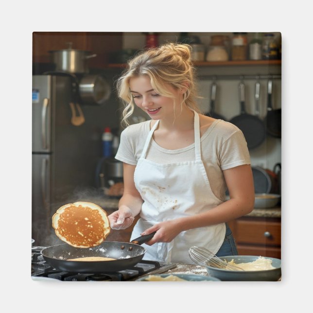 Cooking Pancakes Photo Customize Magnet (Front)