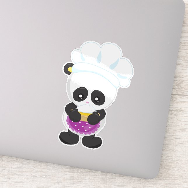 Cooking Panda, Baking Panda, Panda With Pie, Apron (Detail)