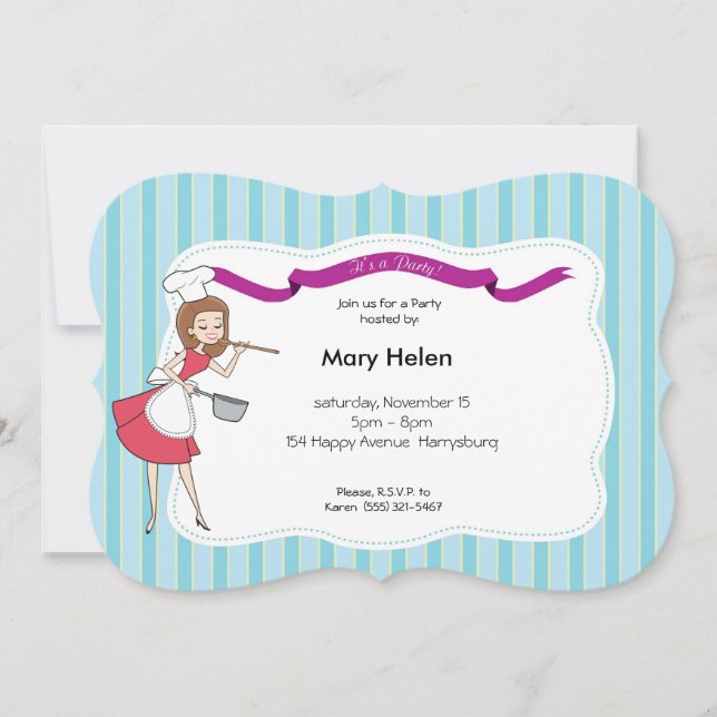 Cooking Party Pot Luck Personalised Invitation (Front)