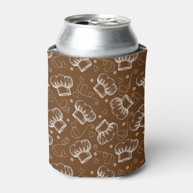 Cooking pattern with chef hat can cooler (Can Front)