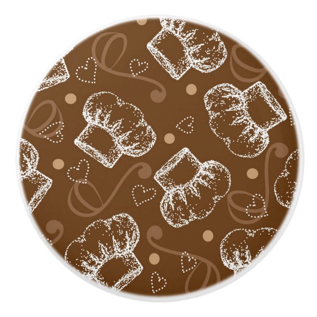 Cooking pattern with chef hat ceramic knob (Front)