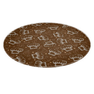 Cooking pattern with chef hat cutting board