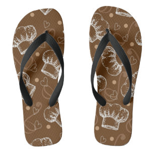 Cooking pattern with chef hat flip flops