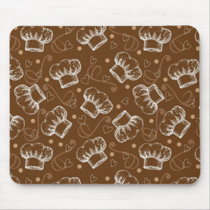 Cooking pattern with chef hat mouse mat