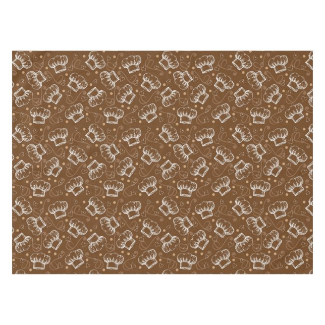Cooking pattern with chef hat tablecloth (Front (Horizontal))