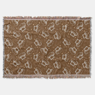 Cooking pattern with chef hat throw blanket
