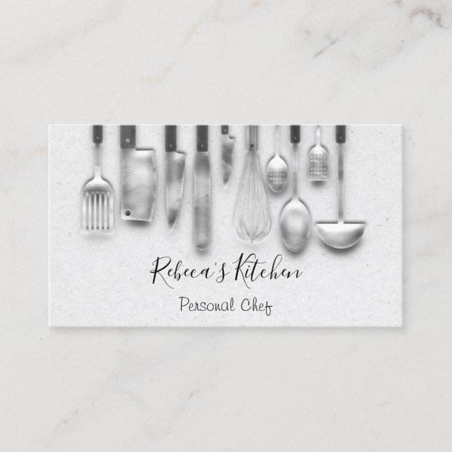 Cooking Personal Chef Restaurant Catering 3D Grey Business Card (Front)