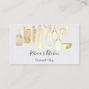 Cooking Personal Chef Restaurant Catering Gold 3D Business Card