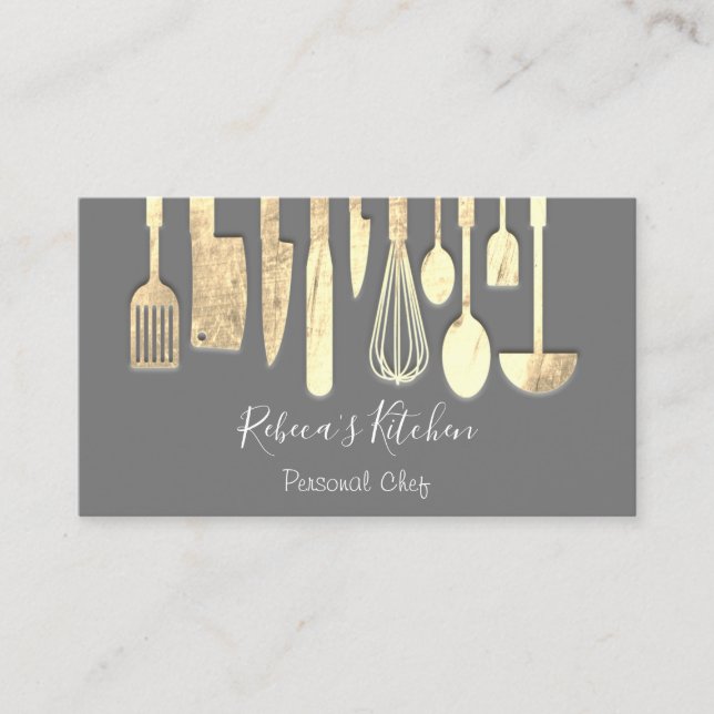 Cooking Personal Chef Restaurant Catering Grey Business Card (Front)