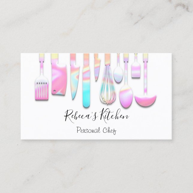 Cooking Personal Chef Restaurant Catering Pink Business Card (Front)
