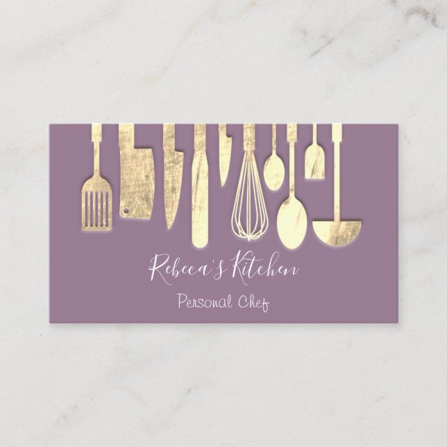 Cooking Personal Chef Restaurant Catering Violet Business Card (Front)
