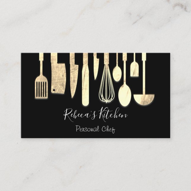 Cooking Personal Chef Restaurant CateringGoldBlack Business Card (Front)