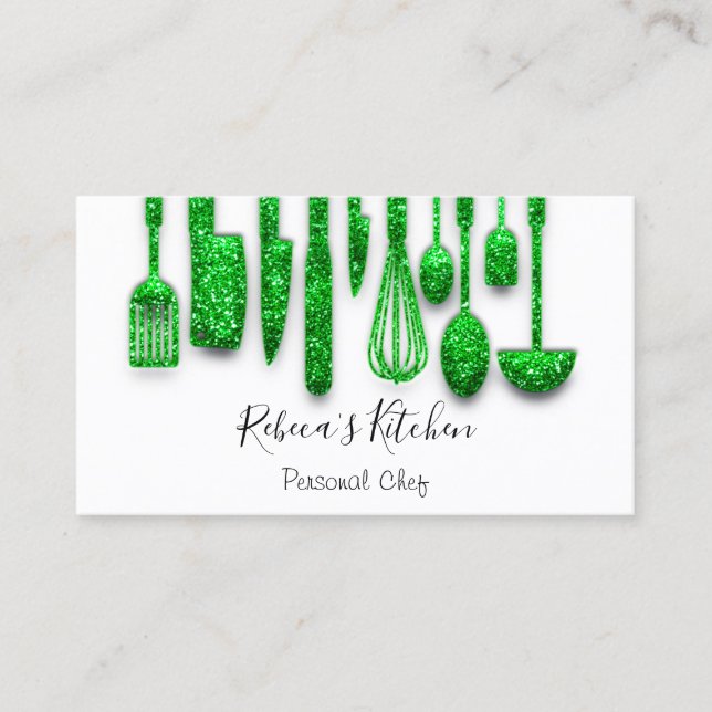 Cooking Personal Chef Restaurant Green Catering   Business Card (Front)