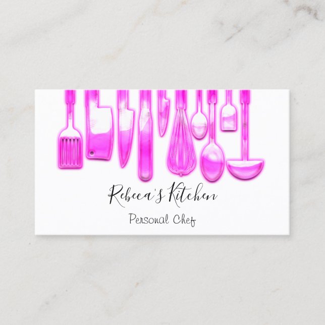 Cooking Personal Chef Restaurant Pink Catering  Business Card (Front)