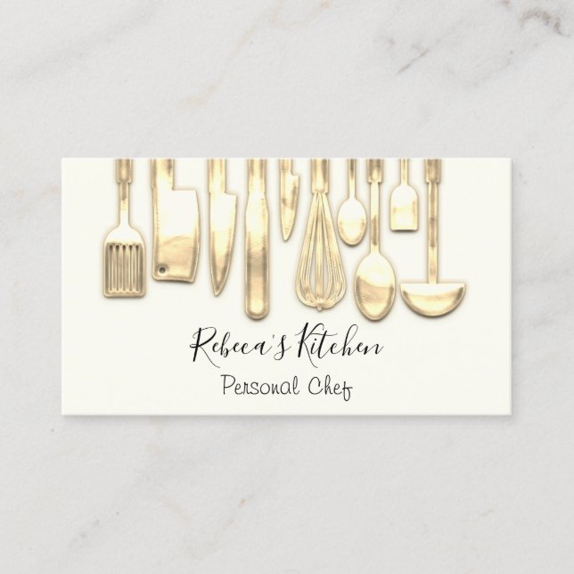 Cooking Personal Chef Restaurant Stylish Knifes Business Card (Front)