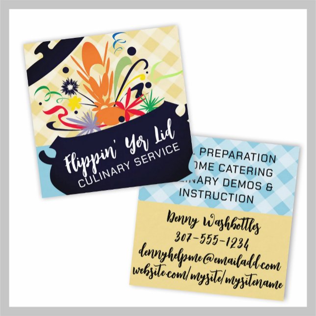 cooking pot flavour burst chef catering business square business card (Creator Uploaded)