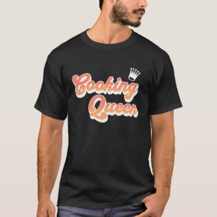 Cooking Queen Pink Coral Text Crown Cute Cook T-Shirt