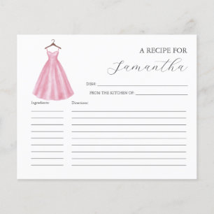 Cooking Recipe Cards Pink Watercolor Dress