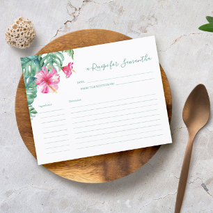 Cooking Recipe Cards Tropical Floral Greenery