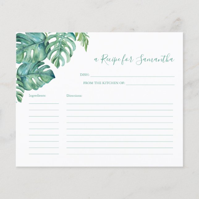 Cooking Recipe Cards Tropical Greenery (Front)