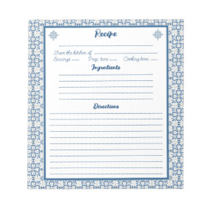 Cooking recipe with holy motif blue tiles frame notepad