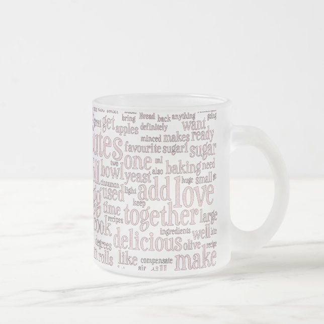 Cooking related word frosted glass beverage cups (Right)