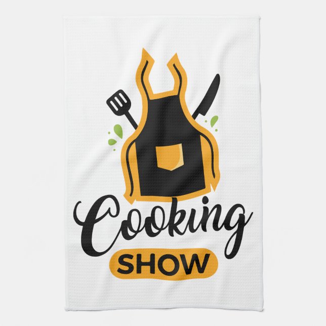 Cooking Show Apron Delight Tea Towel (Vertical)