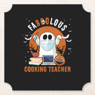 Cooking Teacher Ghost Boo Cook Lover Funny Gift Paper Coaster