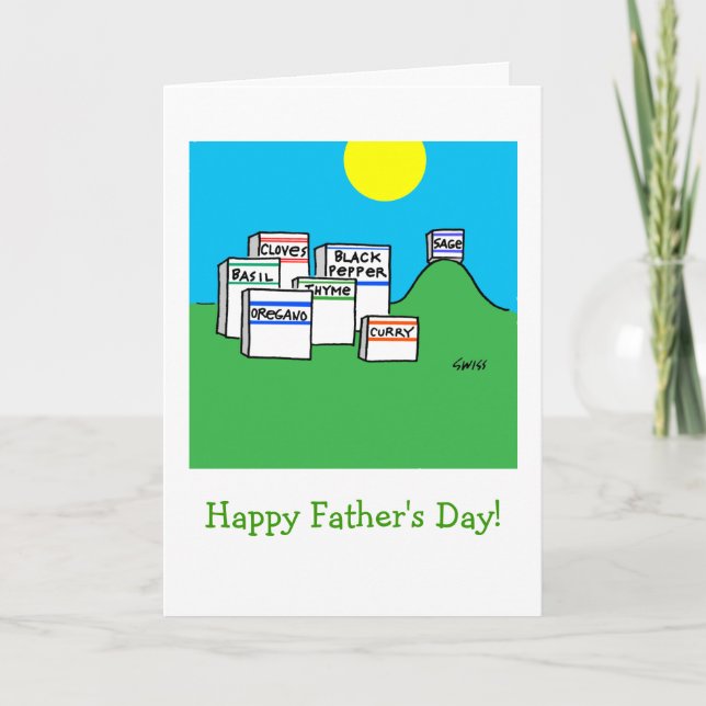 Cooking Theme Humourous Fathers Day Spices Cartoon Card (Front)