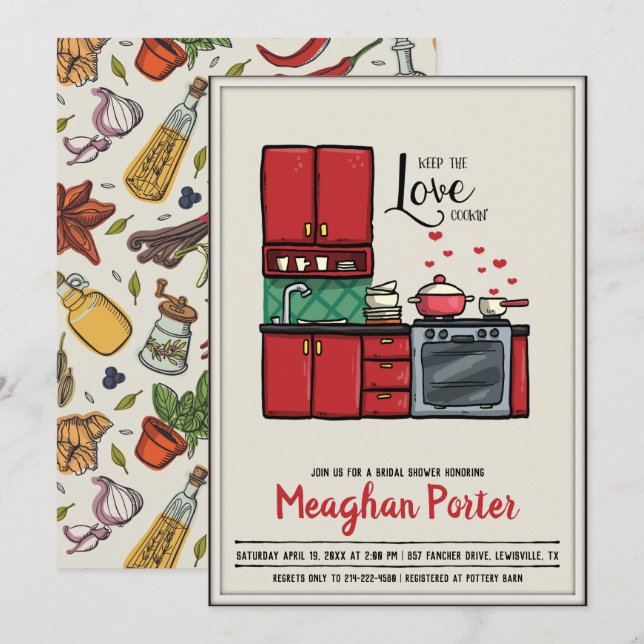 Cooking Themed Bridal Shower Invitation (Front/Back)