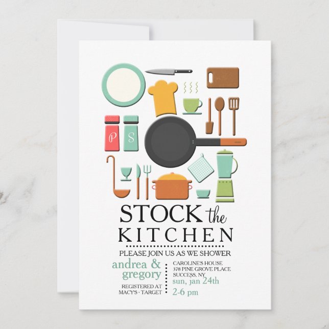 Cooking Tools Stock the Kitchen Shower Invitation (Front)