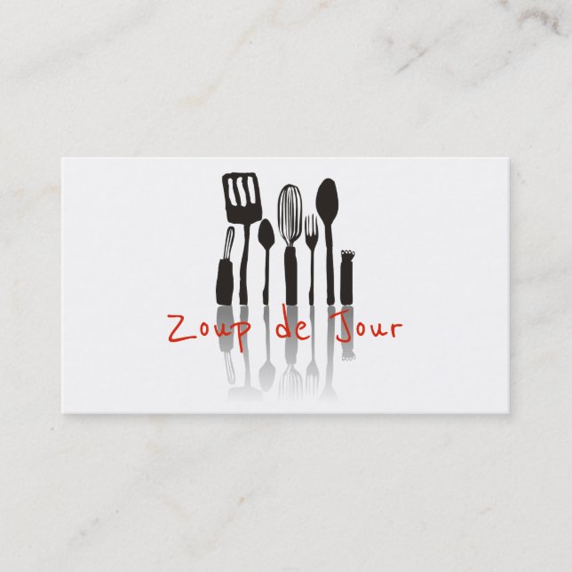 Cooking utensils chef catering business cards (Front)