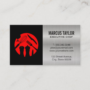 Cooking Utensils   Metallic Business Card