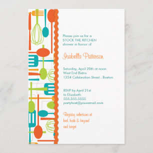 Cooking Utensils Stock the Kitchen Bridal Shower Invitation