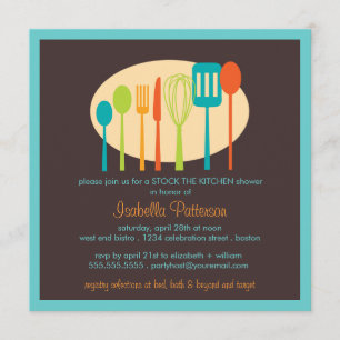 Cooking Utensils Stock the Kitchen Bridal Shower Invitation