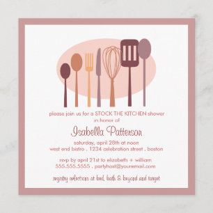 Cooking Utensils Stock the Kitchen Bridal Shower Invitation